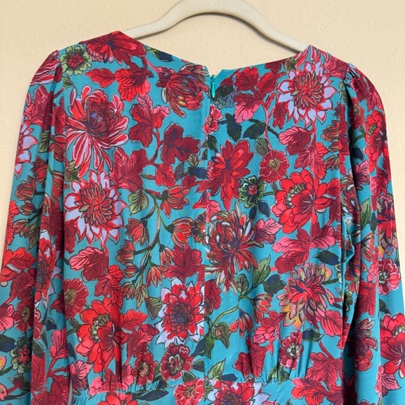 Talbots Satin Fit & Flare Blue Blooming Floral Side Tie Midi Dress Size 2P NEW - Picture 11 of 16